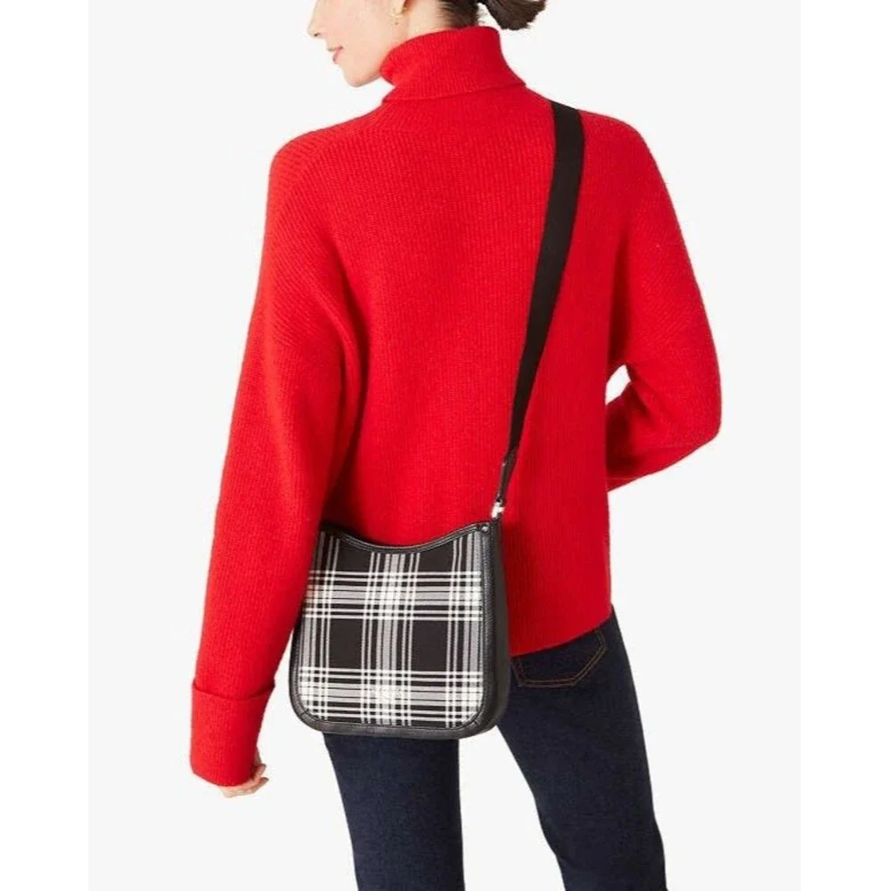 New Kate Spade Roulette Library Plaid Medium Messenger Crossbody Shoulder Bag